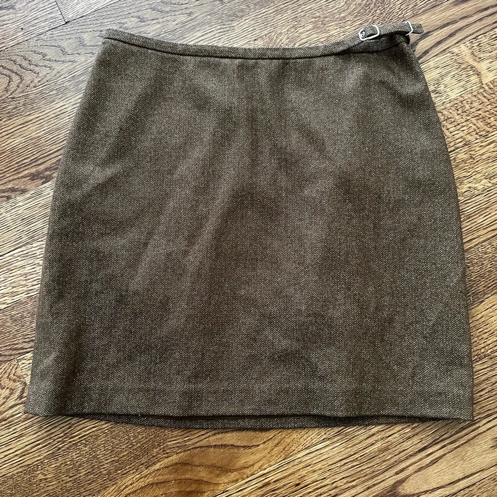 THE LIMITED Stretch Mini Skirt Herringbone Wool Buckle Preppy‎ Y2K Academia 8
